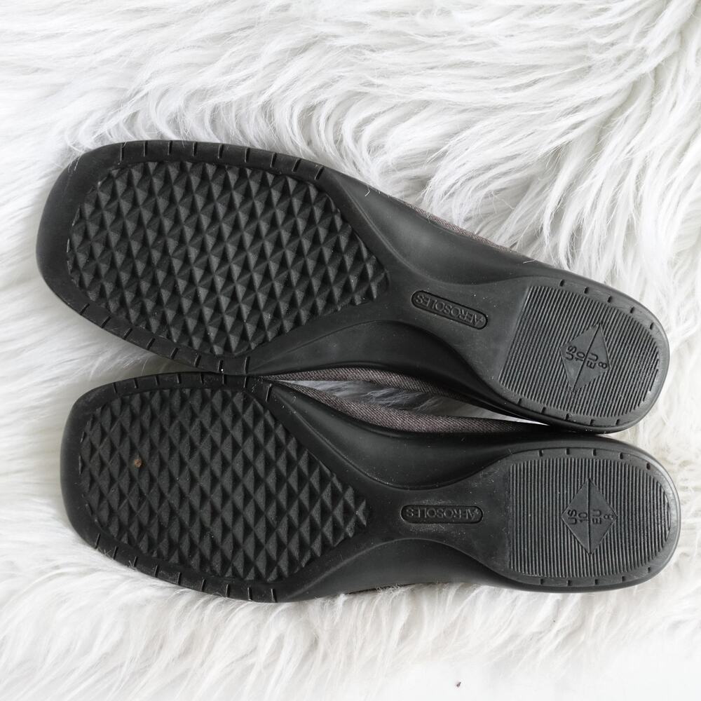 Vintage Aerosoles 90s Y2K Grey Square Toe Fabric Flats - Picture 8 of 9